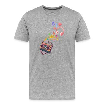 Walkman musique - T-shirt bio Premium Homme - gris chiné - Devant - Damien (186cm)