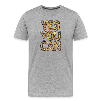 Flora Vrolijkheid Conception de texte - T-shirt bio Premium Homme - gris chiné - Devant - Damien (186cm)