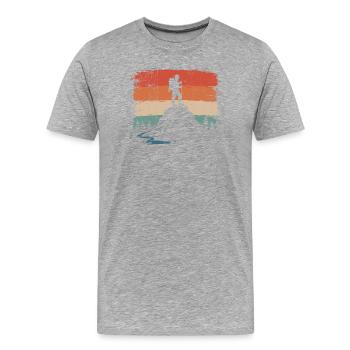 Randonneur sur le Peak Sunset - T-shirt bio Premium Homme - gris chiné - Devant - Damien (186cm)