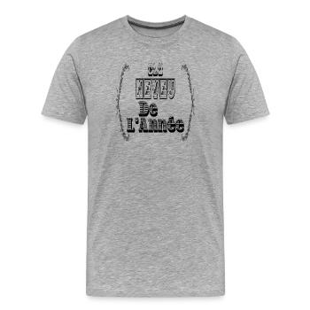 Elu Neveu Année - T-shirt bio Premium Homme - gris chiné - Devant - Damien (186cm)