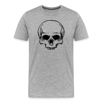 Crâne - Dessin au crayon - T-shirt bio Premium Homme - gris chiné - Devant - Damien (186cm)