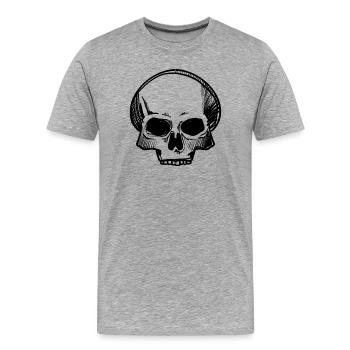 Crâne - Dessin au crayon - T-shirt bio Premium Homme - gris chiné - Devant - Damien (186cm)