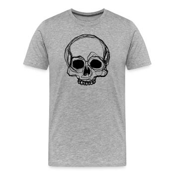 Crâne - Dessin au crayon - T-shirt bio Premium Homme - gris chiné - Devant - Damien (186cm)