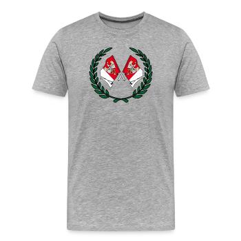 Flags Greater Poland laurel wreath - Men's Premium Organic T-Shirt - heather grey - Front - Damien (186cm)