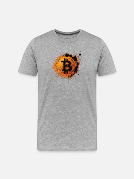 Bitcoin Splatter Graffiti Orange - Men's Premium Organic T-Shirt - heather grey