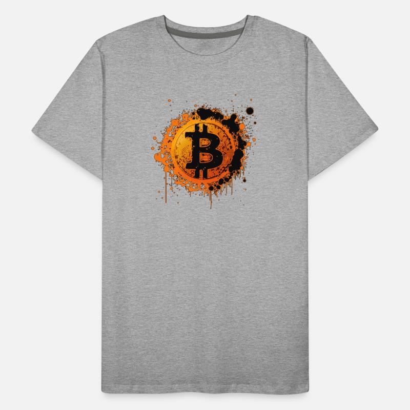 Éclaboussures de Bitcoin Graffiti Orange T-shirt bio Premium Homme