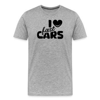 i love cars Autos Sportauto Tuner Symbol Grafik - Männer Premium Bio T-Shirt - Grau meliert - Vorne - Damien (186cm)