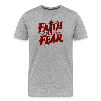 Faith Gives Courage Motif Print - Men's Premium Organic T-Shirt - heather grey - Front - Damien (186cm)