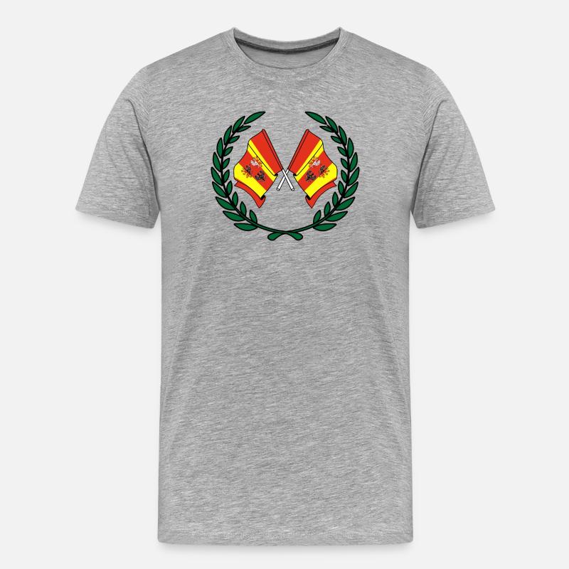 Flaggen Lorbeerkranz - Männer Premium Bio T-Shirt - Grau meliert