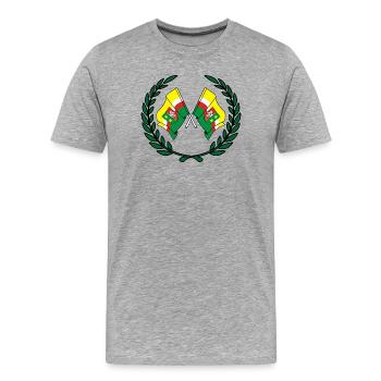 Fahnen Lorbeerkranz - Männer Premium Bio T-Shirt - Grau meliert - Vorne - Damien (186cm)