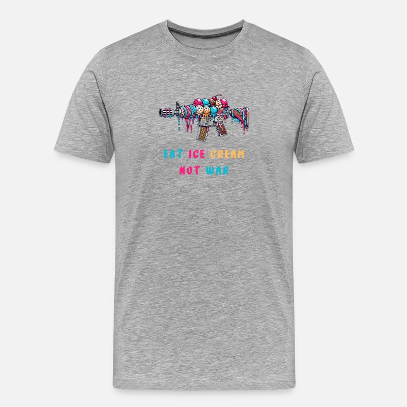 Eiscreme statt Krieg - Männer Premium Bio T-Shirt - Grau meliert