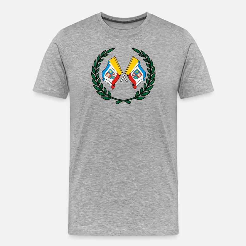 Fahnen Heiliges Kreuz Lorbeerkranz - Männer Premium Bio T-Shirt - Grau meliert