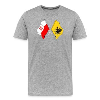 Drapeau Pologne, Poméranie - T-shirt bio Premium Homme - gris chiné - Devant - Damien (186cm)