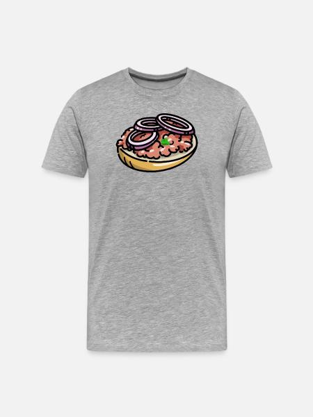 Comic Mettbrötchen Mett Hack Brötchen Zwiebeln - Men's Premium Organic T-Shirt - heather grey