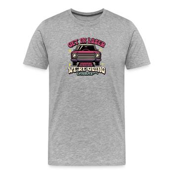 Voiture rétro se perdre Design fou - T-shirt bio Premium Homme - gris chiné - Devant - Damien (186cm)