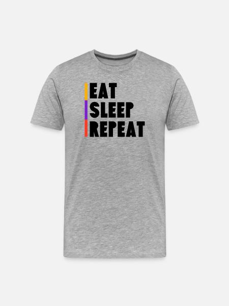 Eat - Sleep - Repeat - Männer Premium Bio T-Shirt - Grau meliert