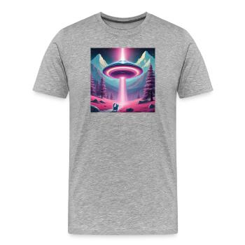 OVNI avec chaton - T-shirt bio Premium Homme - gris chiné - Devant - Damien (186cm)