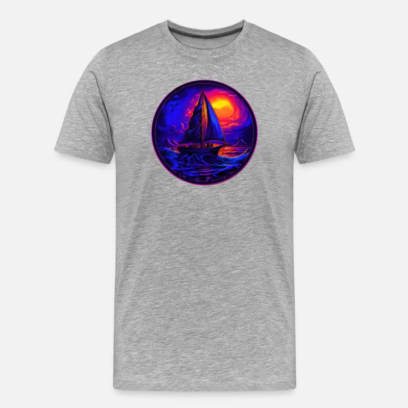 Neonsegler am Abendrot - Männer Premium Bio T-Shirt - Grau meliert