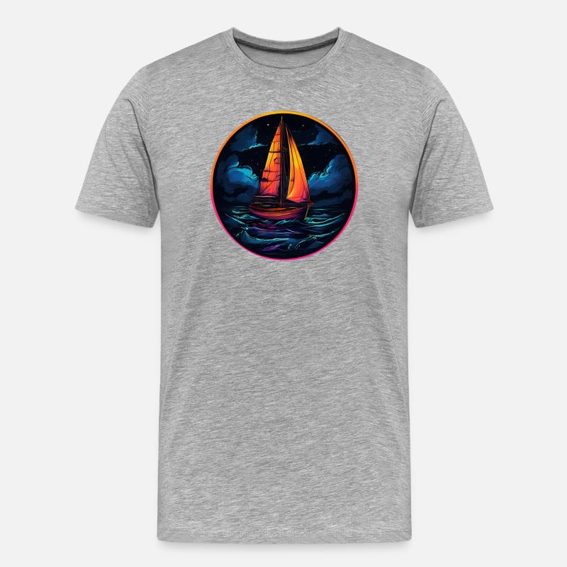 Neonsegler am Abendsee - Männer Premium Bio T-Shirt - Grau meliert