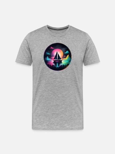 Neonsegler am Sonnenuntergang - Männer Premium Bio T-Shirt - Grau meliert