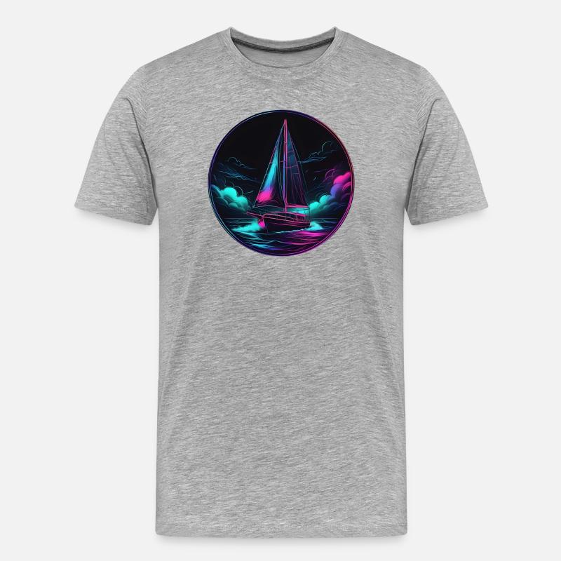 Neon Segelboot Kreis - Männer Premium Bio T-Shirt - Grau meliert