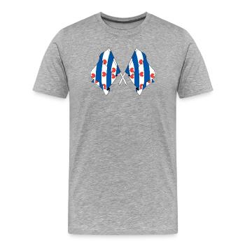Deux drapeaux de la province de Frise - T-shirt bio Premium Homme - gris chiné - Devant - Damien (186cm)