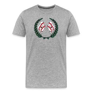 Drapeaux de la province de Drenthe couronne de laurier - T-shirt bio Premium Homme - gris chiné - Devant - Damien (186cm)