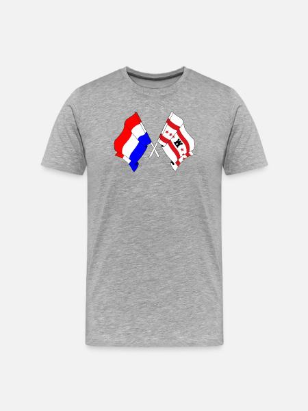 Flag of the Netherlands, Drenthe crossed - Men's Premium Organic T-Shirt - heather grey
