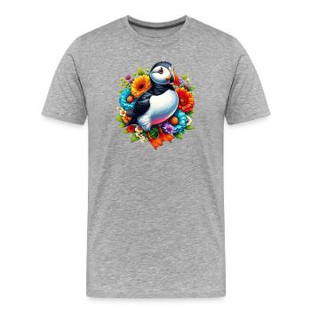 Papageitaucher - Männer Premium Bio T-Shirt - Grau meliert - Vorne - Damien (186cm)