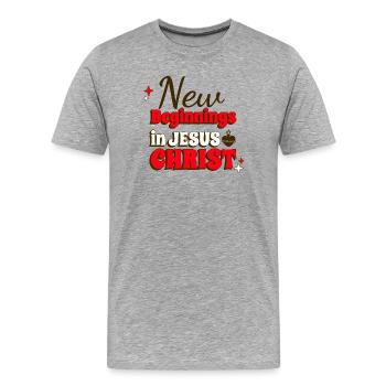 Neuanfänge in Jesus Christus - Männer Premium Bio T-Shirt - Grau meliert - Vorne - Damien (186cm)