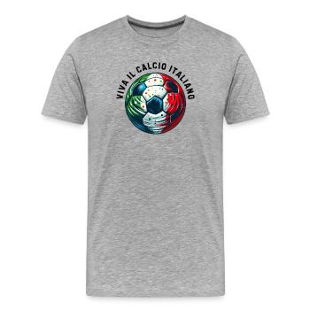 Italienischer Fußball - Männer Premium Bio T-Shirt - Grau meliert - Vorne - Damien (186cm)