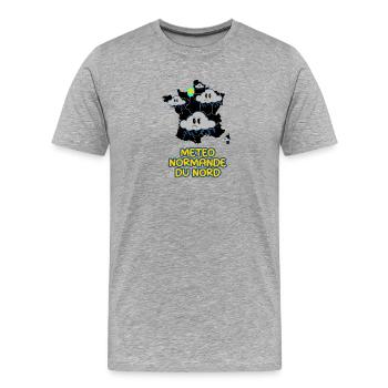 Météo normande du nord - T-shirt bio Premium Homme - gris chiné - Devant - Damien (186cm)