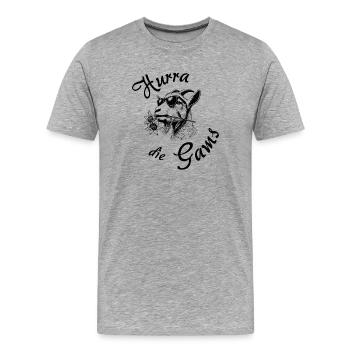hurra die gams alm berg hüttengaudi party - Männer Premium Bio T-Shirt - Grau meliert - Vorne - Damien (186cm)