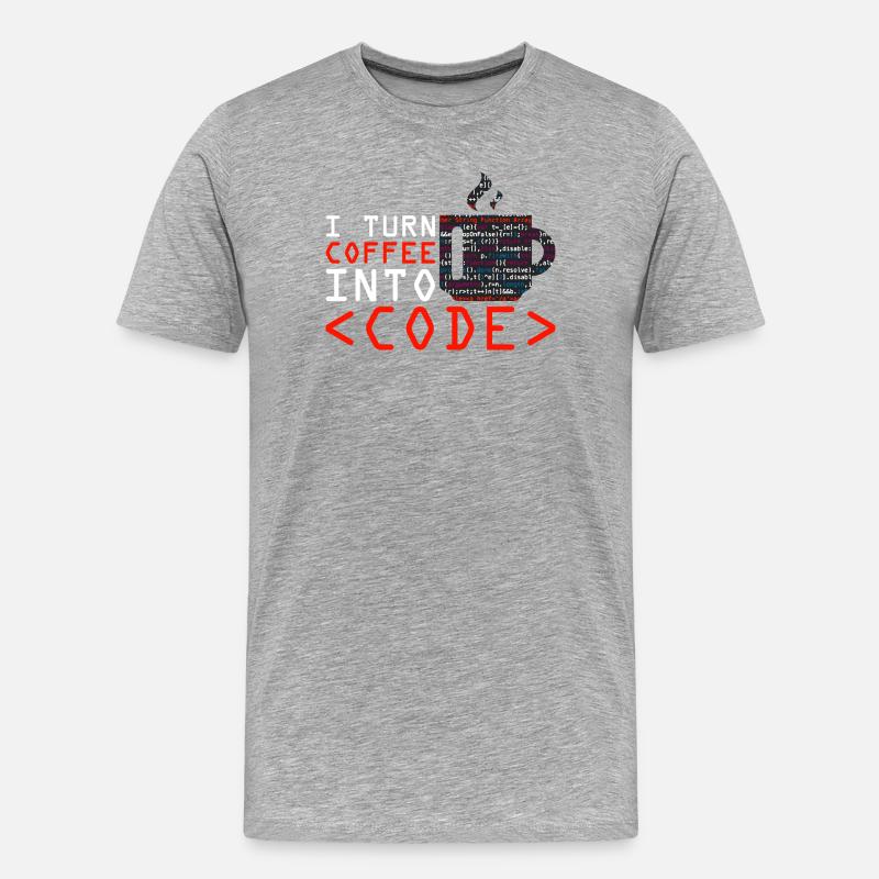 Programmers generate code from coffee - Men's Premium Organic T-Shirt - heather grey