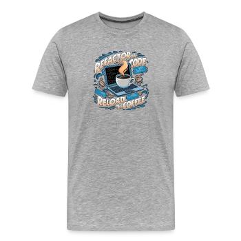 Aus Kaffee Code generieren Programmierer - Männer Premium Bio T-Shirt - Grau meliert - Vorne - Damien (186cm)