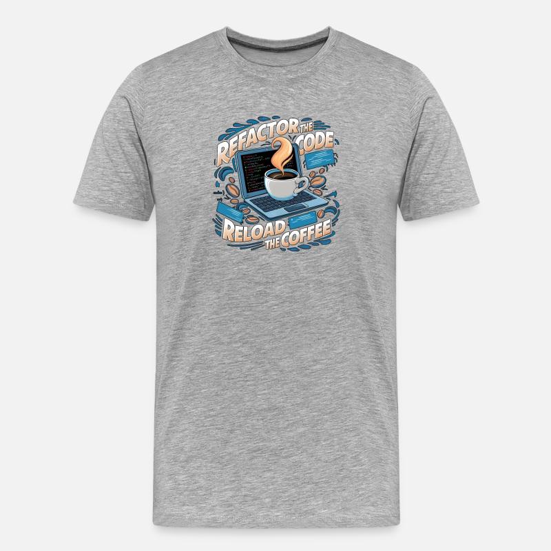 Programmers generate code from coffee - Men's Premium Organic T-Shirt - heather grey