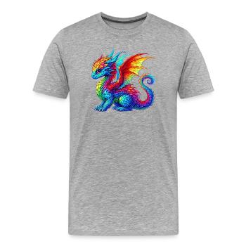 Drache - Männer Premium Bio T-Shirt - Grau meliert - Vorne - Damien (186cm)