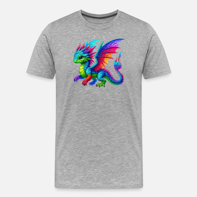 Drache - Männer Premium Bio T-Shirt - Grau meliert
