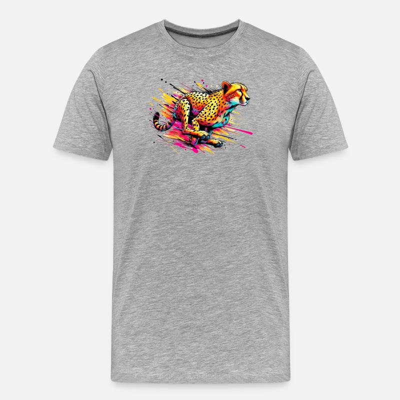 Gepard - Männer Premium Bio T-Shirt - Grau meliert