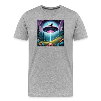 Ufo mit Kätzchen - Männer Premium Bio T-Shirt - Grau meliert - Vorne - Damien (186cm)