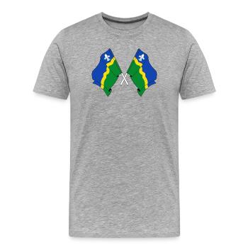 Deux drapeaux de la province du Flevoland - T-shirt bio Premium Homme - gris chiné - Devant - Damien (186cm)