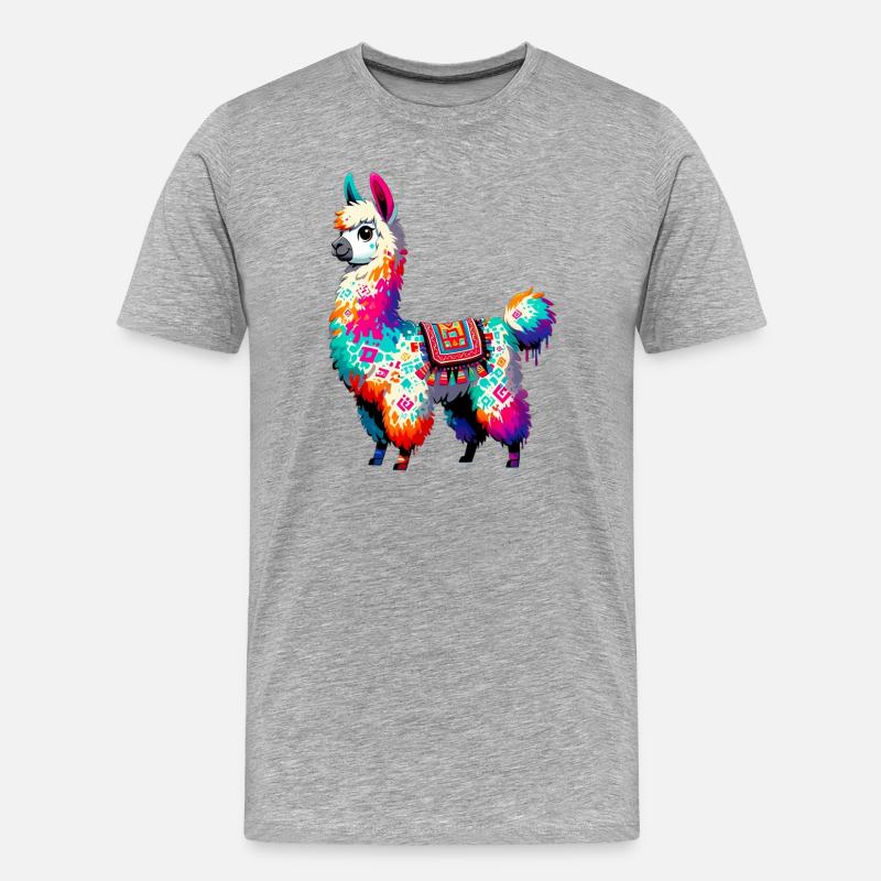 Alpaka - Männer Premium Bio T-Shirt - Grau meliert