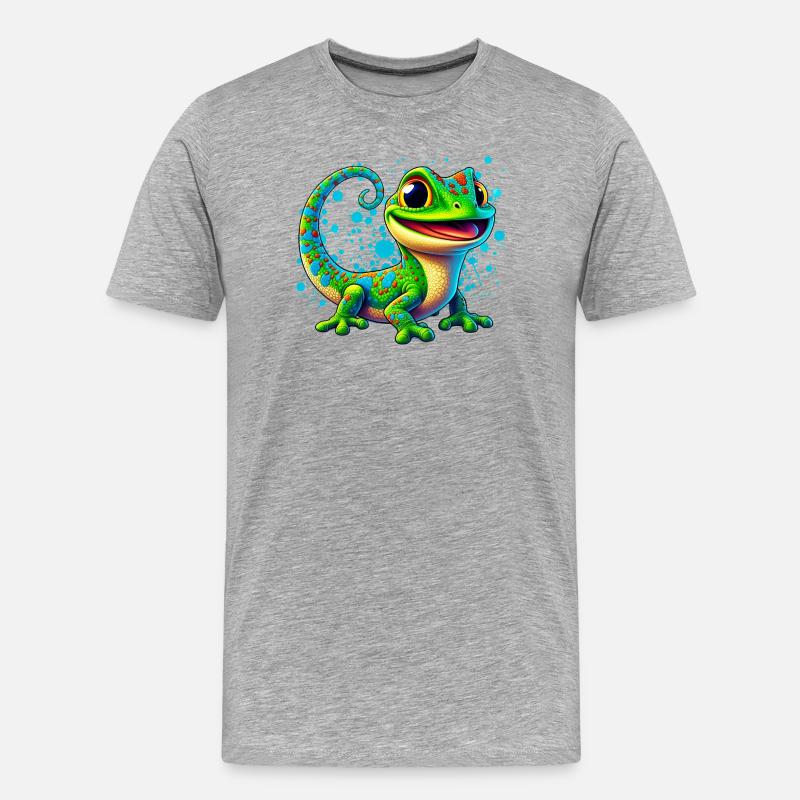 Gecko - Männer Premium Bio T-Shirt - Grau meliert