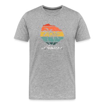 La Gomera Umriss Karte Kanaren retro vintage - Männer Premium Bio T-Shirt - Grau meliert - Vorne - Damien (186cm)