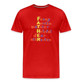 Father-Vibrant Colourful Motivational Word Art - Men's Premium Organic T-Shirt - red - Front - Damien (186cm)