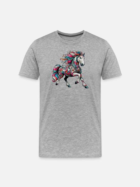 Pferd - Männer Premium Bio T-Shirt - Grau meliert