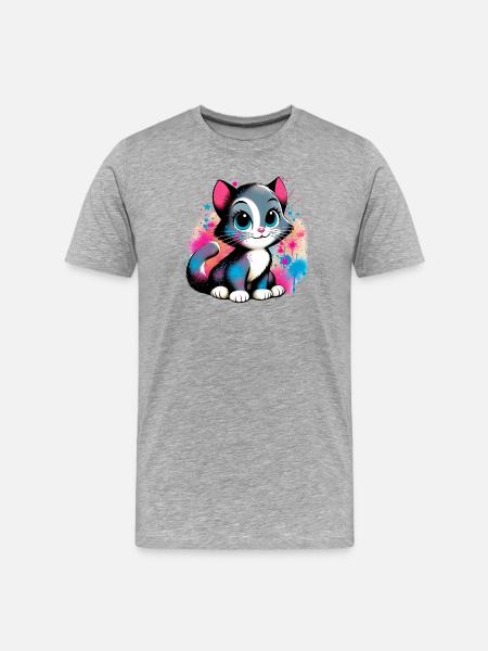 Chat - T-shirt bio Premium Homme - gris chiné