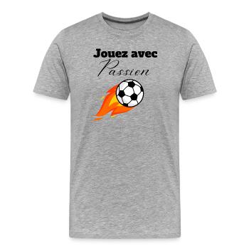 Play with passion - Men's Premium Organic T-Shirt - heather grey - Front - Damien (186cm)