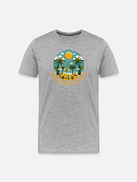Bring mich zum Strand - Männer Premium Bio T-Shirt - Grau meliert