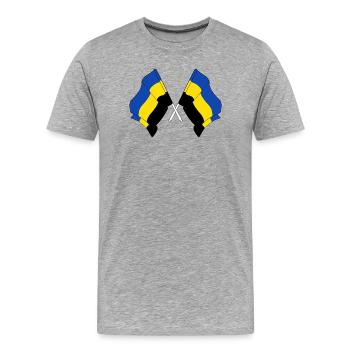 Deux drapeaux de la province de Gueldre - T-shirt bio Premium Homme - gris chiné - Devant - Damien (186cm)